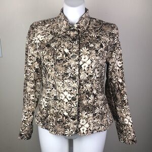 JM Collection Button Front Jacket Abstract Print
